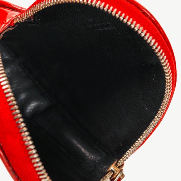 Gucci "Love Gucci" Tattoo Red Patent Leather Heart-Shaped Monogram Coin Purse - Picture 6 of 8
